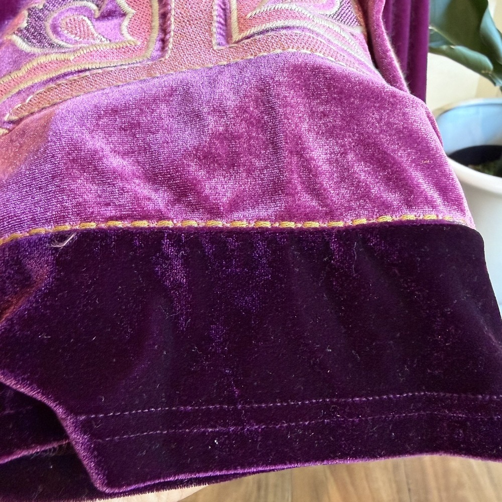 Easel Women's Embroidered Velvet Tunic Top Magenta Size Large Boho Peasant - Picture 10 of 14